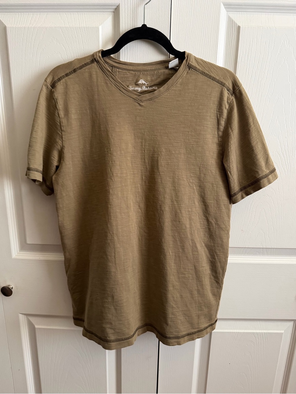 Tommy Bahama Short Sleeve V-Neck Tee in Olive Brown